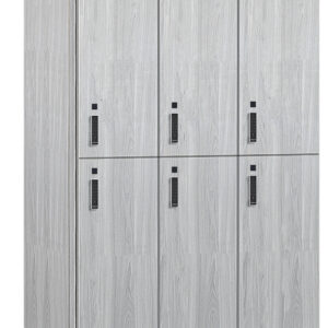 Salsbury 18" Wide Premier Wood Locker-Double Tier-3 Wide-6 Feet High-24" Deep-Silver Teak-Black Electronic Locks