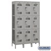 Salsbury 15" Wide Triple Tier Vented Metal Locker - 3 Wide - 6 Feet High - 18 Inches Deep - Gray - Unassembled