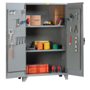 High Capacity Storage Cabinet with Pegboard Doors